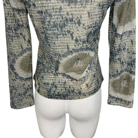 Future Ozbek Cardigan Sweater 42 US/8 Long Sleeve Button Front Shiny Knit Italy - Picture 10 of 12